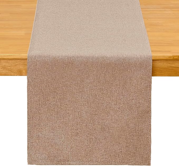 Brown Table Runner 13 x 72 Inches Long, Cotton Linen Farmhouse Style Table Linen for Kitchen Dining Coffee Table Parties Wedding Home Decor (13" x 72", Brown)