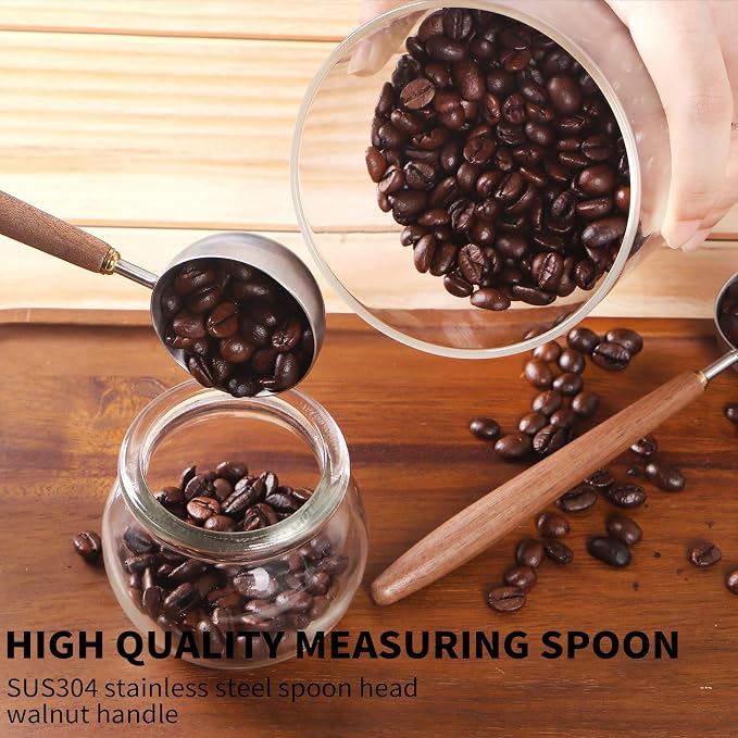 DTUQYX Coffee Container Set, Glass Canister with Airtight Lids, Stainless Steel Scoops, 45oz Coffee Bean Storage Jars with Shelf and Spoon(3 Jars)