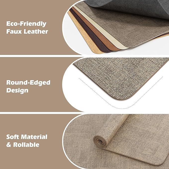 Aofmee Faux Leather Placemats Set of 6 - Waterproof - Wipeable - Washable - Heat Resistant - Anti Slip Stain Resistant Kitchen Dining Table Place Mats, Suitable for Indoor & Outdoor Use, Easy to Clean
