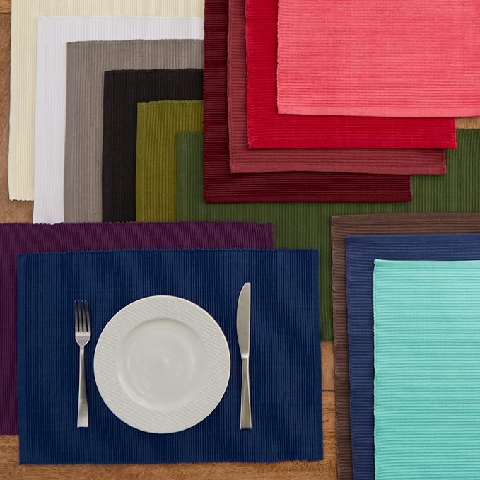 DII Ribbed, Placemat Set, Eggplant 6 Count, CAMZ33242