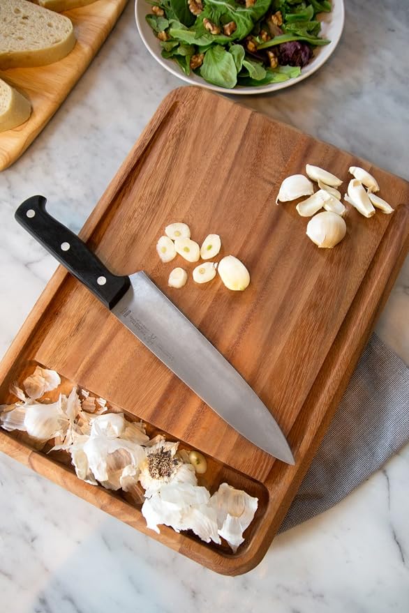 Ironwood Gourmet Acacia Wood Cutting Board With Juice Channel, Big Catch Board, 10" x 15"
