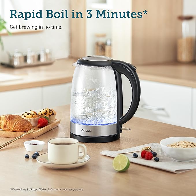 COSORI Electric Gooseneck Kettle with 5 Variable Presets, Pour Over & Coffee Kettle, 1.7L/1500W, Stainless Steel Inner Lid & Filter