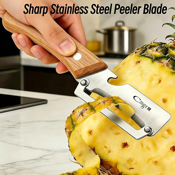 Multifunctional Vegetable Peeler, Stainless Steel Wooden Handle 2 in 1 with Bottle Opener for Kitchen Fruit Potato Apple Carrot