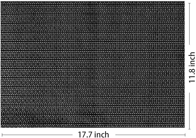 AHHFSMEI Placemats Set of 6 Washable Woven Vinyl Placemats for Dining Table Heat Resistant Non-Slip Stain Resistant Table Mats for Kitchen & Home Decor(Black Silver,6)