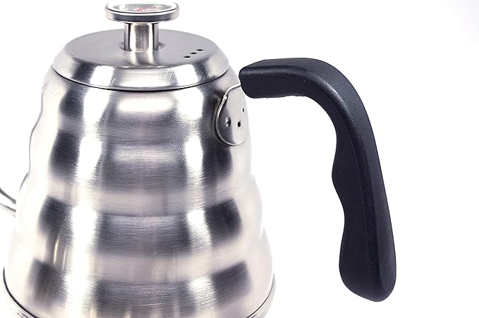 Pour Over Coffee Kettle with Thermometer 1.2L - Gooseneck Hand Grip - Premium Stainless Steel - Bonus Coffee Scoop