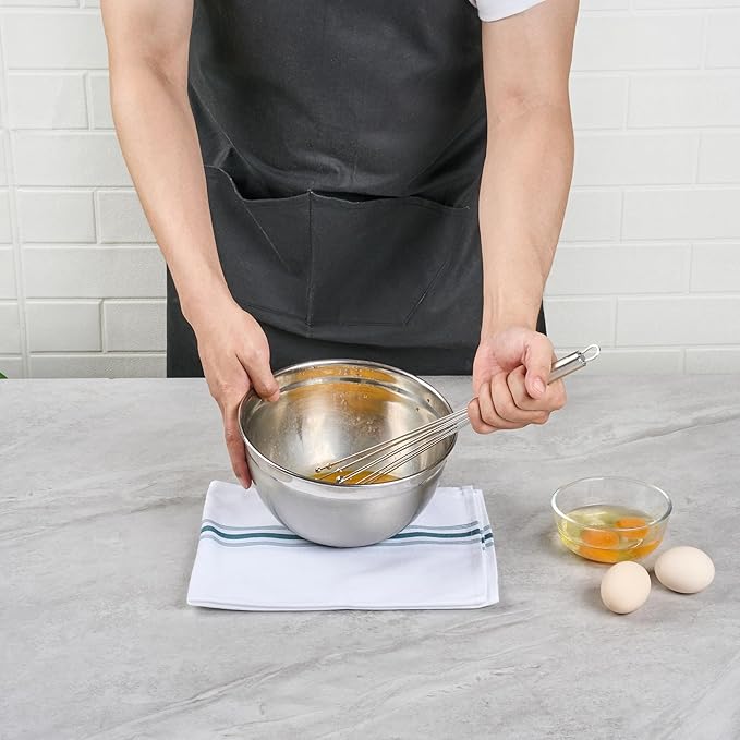 Restaurantware 12.5 in Stainless Steel Ball Whisk - 6 Pack - German Standard Egg Beater with Ergonomic Handle, Dishwasher Safe - Manual Mixer Cooking Whisk for Baking, Stirring, Sauces, Beating