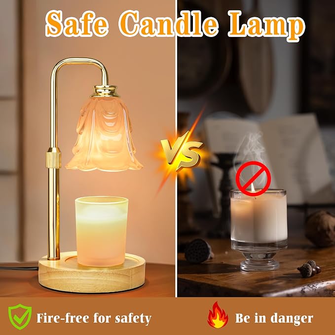 Candle Warmer Lamp with Timer Dimmer, Adjustable Height White Tulip Candle Wax Warmer, Christmas Birthday Gift for Mom Women,House Warming Gifts for New Home Bedroom Decor,White-Tulip