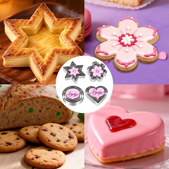 Cookie Cutters Set 12 PCS - Stainless Steel Shapes | Heart, Star, Flower, Round, Multi-Use for Baking, Cookies, Fruits, Holiday Decor, Dishwasher Safe, Professional Quality