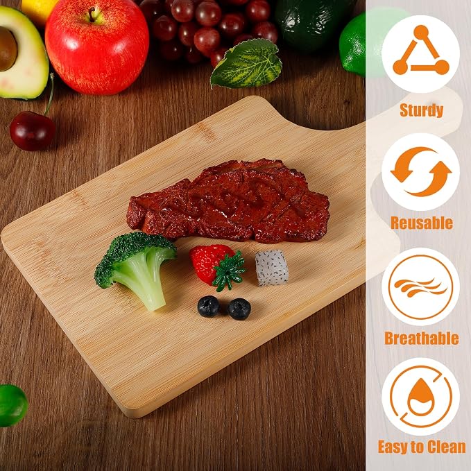 10 Pcs Wood Cutting Board with Handle,13.8x7 Inch Wood Kitchen Chopping Board,Bamboo Cutting Board Bulk,Serving Board for Cheese,Pizza,Bread,Charcuterie Boards for Wedding Housewarming Gift