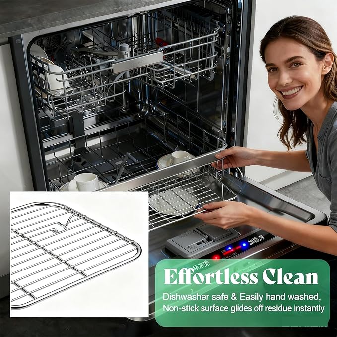 2-Pack Stainless Steel Baking Cooling Racks 16.54 inches x11.42 inches Heavy Duty Wire Cooling Racks Dishwasher Cleanable Pan Rack for Cooking Baking Dishwasher (16.54 * 11.42)