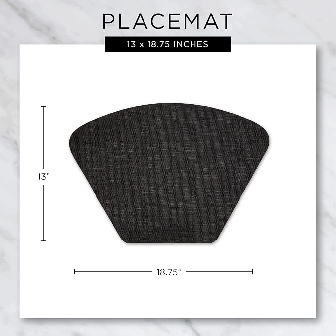 DII PVC Tabletop Collection Woven Indoor/Outdoor, Wedge Placemat Set, Gray, 6 Piece