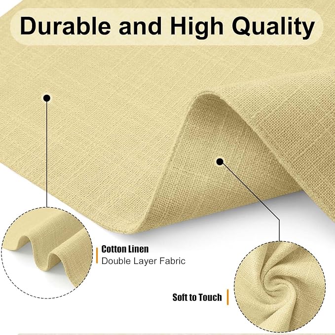 Homaxy Cloths Placemats for Dining Table Set of 4, Heat Resistant Washable Cotton Linen Blend Table Mats, Easy to Clean Place Mats for Indoor Outdoor Party Kitchen Decoration, 13" x 19", Lemon Yellow