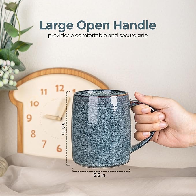 GBhome Large Ceramic Coffee Mugs Set of 6, 18oz Handmade Stoneware Coffee Mugs Set for Latte/Cappuccino/Hot Cocoa, Dishwasher & Microwave Safe, Multi-Color