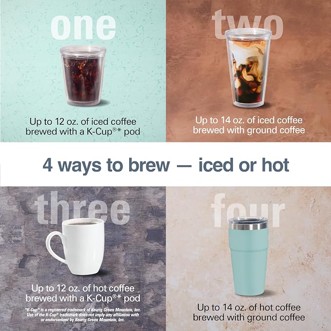 Hamilton Beach FlexBrew Advanced 4-in-1 Single Serve Hot & Iced Coffee Maker with Removable 45 oz. Water Reservoir, Use Pod Packs and Grounds, Fast Brewing, Kitchen Makeover Blue