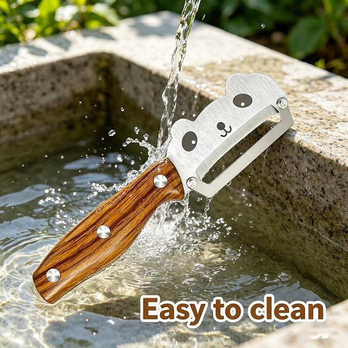 Panda Vegetable Peeler, Stainless Steel Blade Ergonomic PP Handle | Stainless steel blade peels potatoes, apples, carrots & cucumbers; ergonomic PP grip, panda design for home kitchen cooking