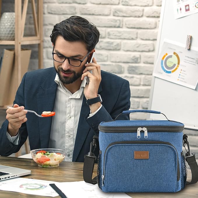 Lifewit Reusable Insulated Lunch Bag, Portable Cooler Freezable Soft Lunchbox Leakproof with Adjustable Shoulder Strap for Men Women Adult for Work Picnic or Travel, 15L 24 Can, Blue