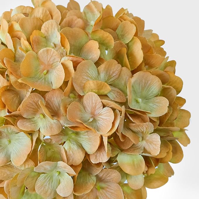 JINWOE Real Touch Vintage Artificial Hydrangeas, 4PCS 21" Large Boho Fall Faux Hydrangea Flowers, Fake Flowers for Wedding Bouquet Centerpieces Tables Party Home Baby Showers（Orange）