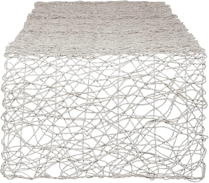 DII Woven Paper Tabletop Collection Holiday or Event Decor, Table Runner, 14x72, Gray