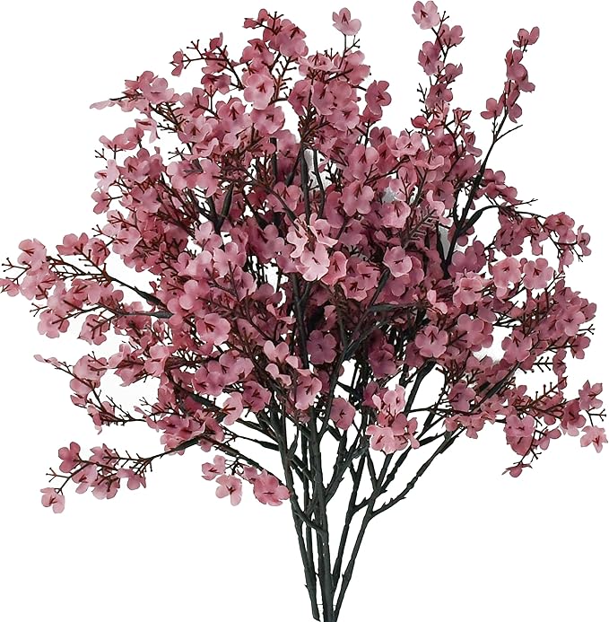 Mandy's Dusty Pink Artificial Baby’s Breath Flowers 6 Bundles Silk Gypsophila, 18.5 Inch European Style Modern Home Decor Centerpiece, Neutral Wedding Flower Arrangements