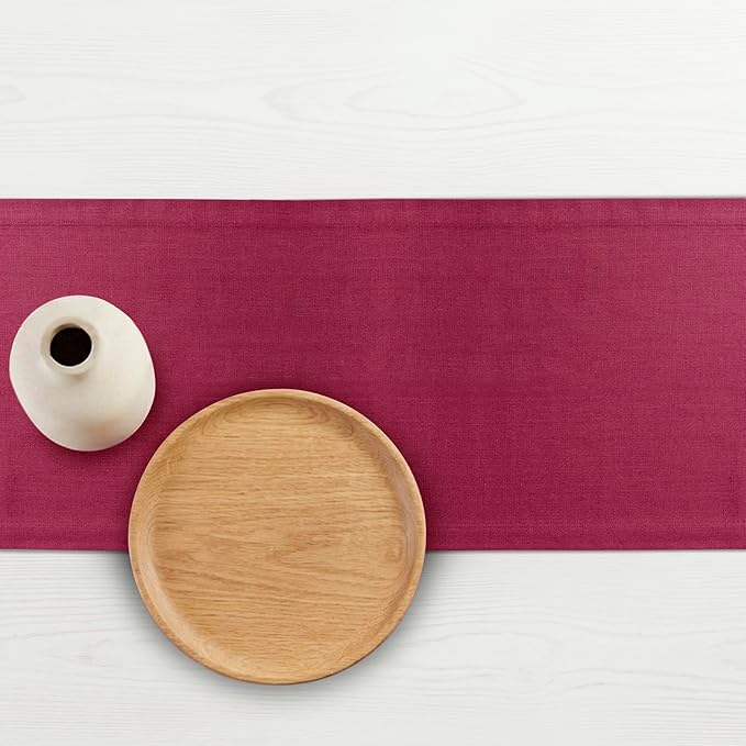 Solino Home Linen Table Runner 72 Inches Long - 100% Pure Linen Beet Table Runner 14 x 72 Inch - Diana Medium Weight
