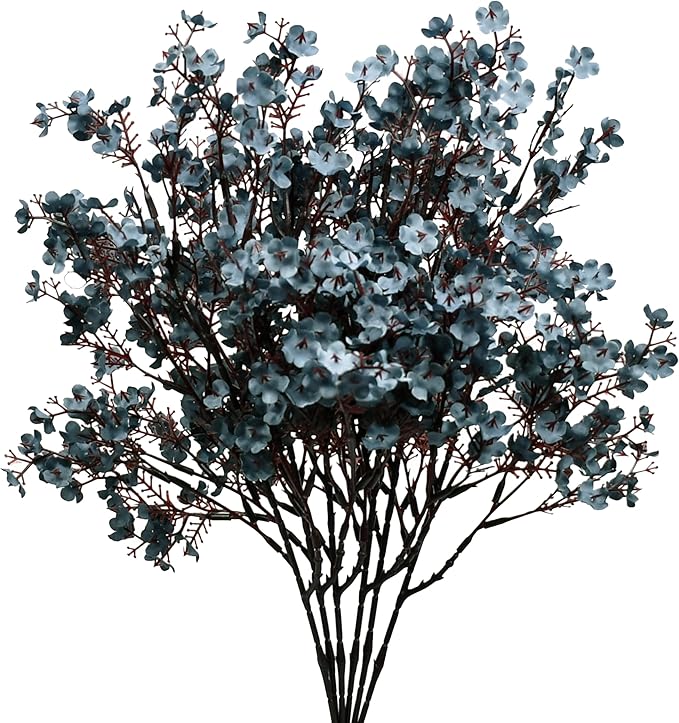 Mandy's Dusty Blue Artificial Baby’s Breath Flowers 6 Bundles Silk Gypsophila, 18.5 Inch European Style Modern Home Decor Centerpiece, Neutral Wedding Flower Arrangements