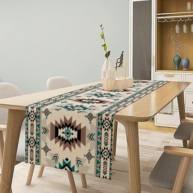 Aztec Table Runners,Southwestern Tribal Navajo Ethnic Native Abstract Geometric Print Table Cloth for Kitchen Dining Table Decoration for Home Party Decor 13x72 Inch
