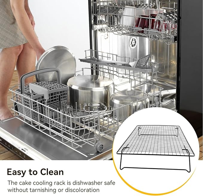 Stainless Steel Cooling Rack, Non Stick Baking Rack Metal Cooling Rack Wire Rack for Cookies Grill Rack Cooling Rack Large(Black)