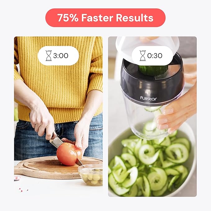 Fullstar Vegetable Spiralizer and Slicer - Zucchini Spiralizer Noodle Maker with Sharp Stainless Steel Blades, Spiralizer for Veggie Noodles, Cucumber Veggie Vegetable Zoodler, Kitchen Gadget (4 in 1)