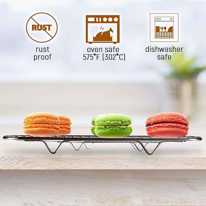 KITCHENATICS Stainless Steel Cooling, Baking & Roasting Racks - Heavy Duty Wire Metal Racks, Oven, Grill & Dishwasher Safe (2 Pack - 1 for Jelly Roll Pans 10" x15” & 1 for Quarter Sheet Pans