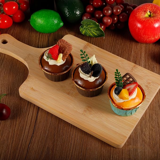 10 Pcs Wood Cutting Board with Handle,13.8x7 Inch Wood Kitchen Chopping Board,Bamboo Cutting Board Bulk,Serving Board for Cheese,Pizza,Bread,Charcuterie Boards for Wedding Housewarming Gift