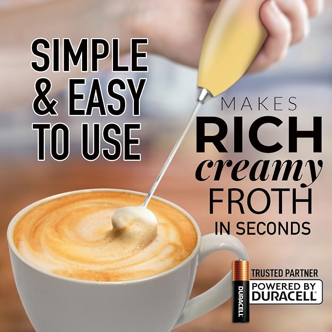 Zulay Powerful Milk Frother for Coffee with Upgraded Titanium Motor - Handheld Electric Whisk, Milk Foamer, Mini Mixer & Coffee Blender for Frappe, Latte, Matcha, No Stand - Ember Sunrise