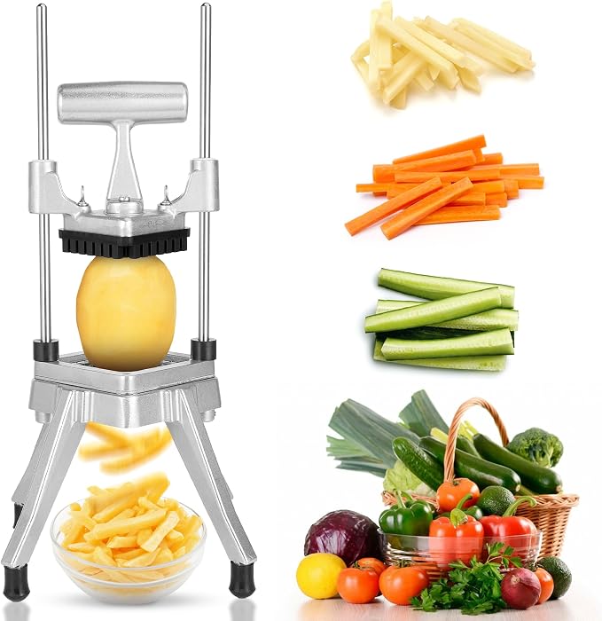 WICHEMI Commercial Vegetable & Fruit Chopper - Stainless Steel Dicer, Cutter for Onions, Potatoes, Peppers & Mushrooms (3/8")