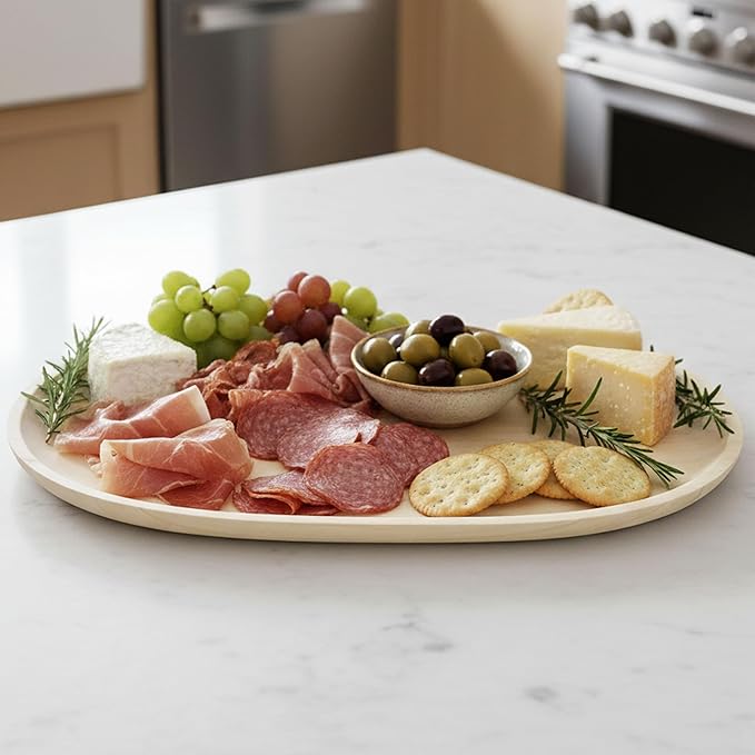 Woodard & Charles 18-Inch Whitwash Oval Tray, Whitewash Wood Extra Large, 12" x 18"