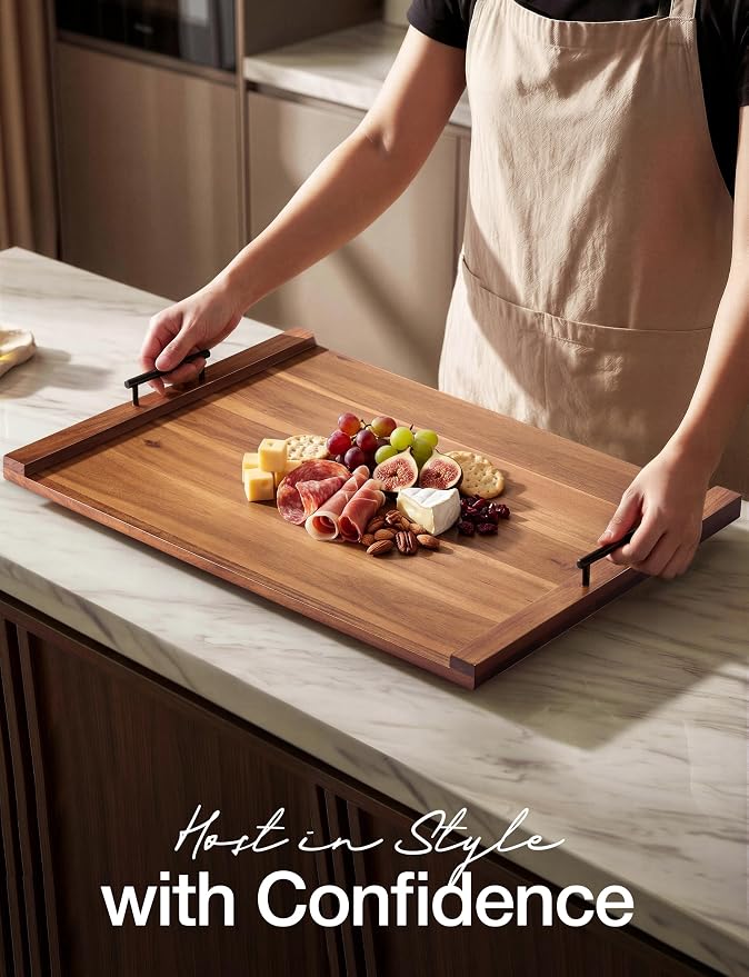 TIDITA Acacia Wood Stove Top Covers for Electric Stove - Wooden Noodle Board for Gas Stovetop - Stove Top Covers for Gas Burners - Wooden Kitchen Sink Cover for Counter Space & Decorative Tray