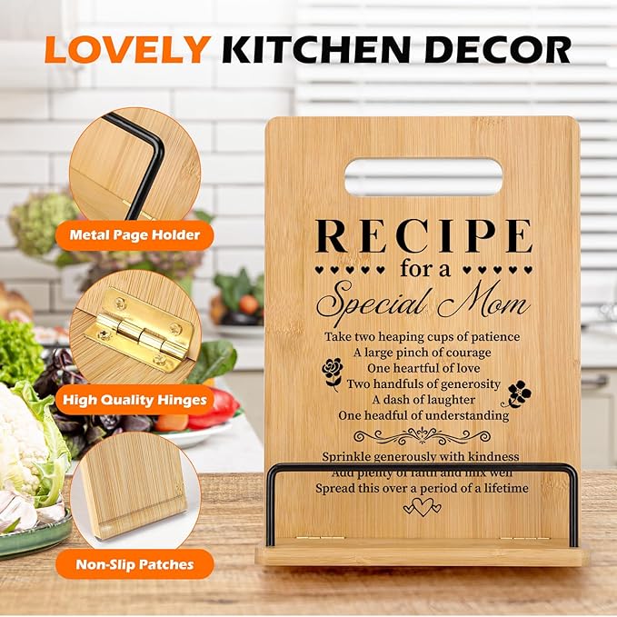 Mothers Day Birthday Gifts for Mom Cookbook Stand, Mom Birthday Gifts from Daughter Son, Best Mom Gifts Ideas, Mothers Day Gifts for Mom Best Mom Ever Gifts Mom Gifts for Birthday Christmas