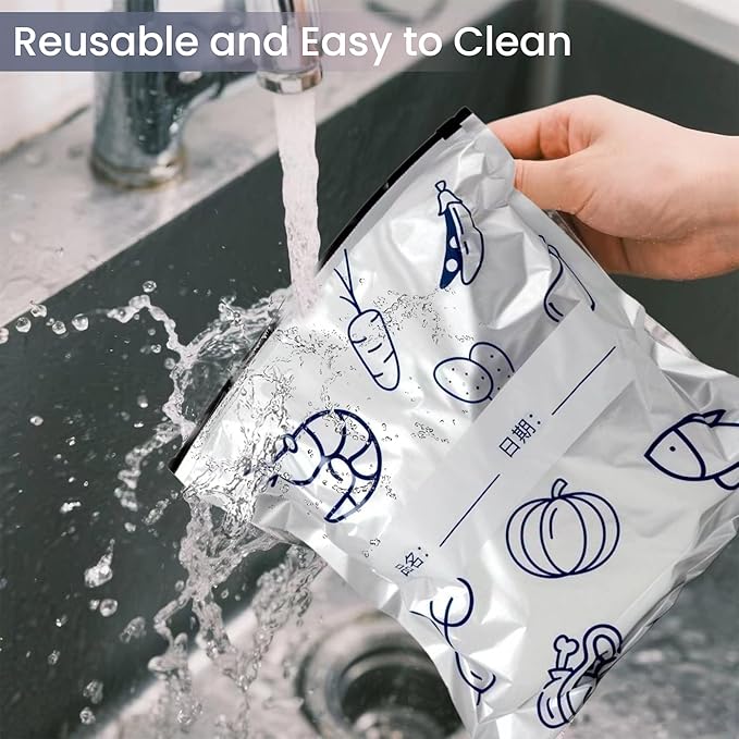 15Pcs Reusable Aluminum Foil Sealable Storage Bags, Seafood Meat Self-sealing Freezer Bags with a stand-up bottom design Freezer Safe & Leak Proof Sandwich Snack Bags for Lunch Travel