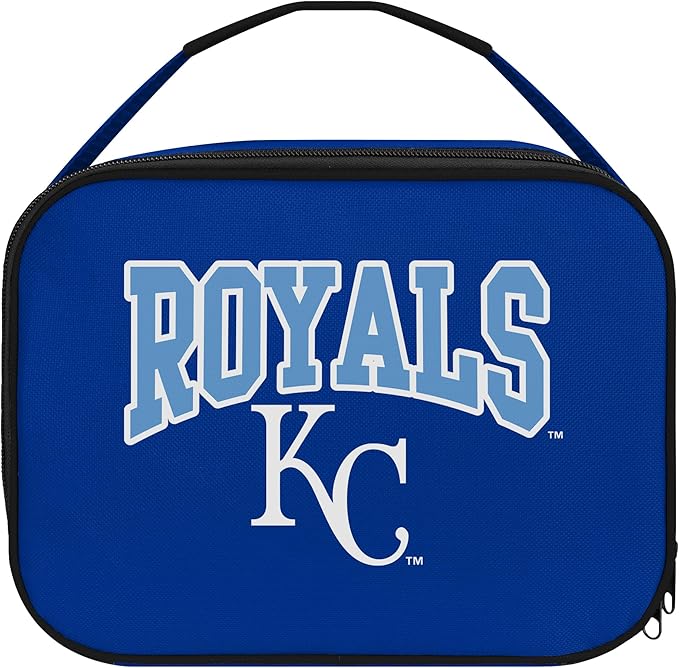 FOCO MLB Unisex-Adult Officially Licensed Wordmark Team Color Big Logo Baseball Zip Closure 7L Lunch Bag - Kansas City Royals