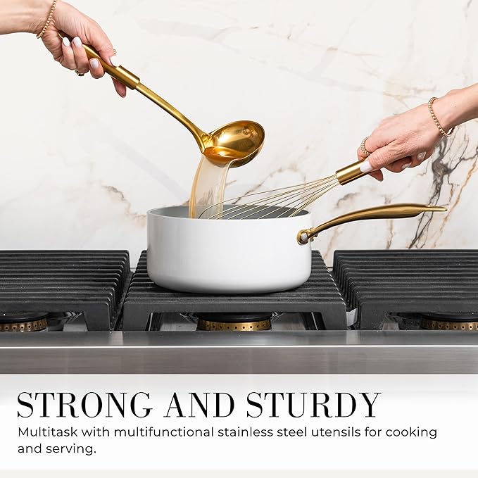 Styled Settings Black and Gold Kitchen Utensils Set - 15-Piece Nonstick BPA-Free Silicone Cooking Tools with Measuring Cups and Spoons - Luxury Kitchen Accessories for Stylish Cooking and Baking