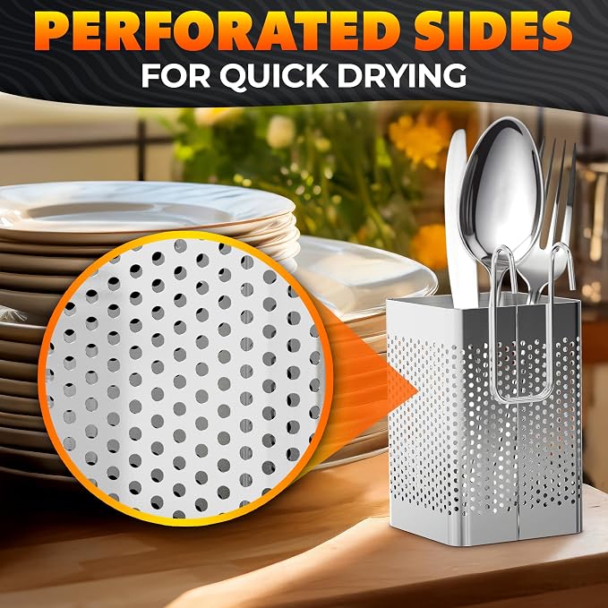 Dishwasher Chopstick Basket – 2.87" x 2.87" x 4" Stainless Steel Utensil Holder, Rust-Resistance Chopstick Holder for Dishwasher Basket – Hanging Caddy for Organizing Chopsticks, Straws and Teaspoons