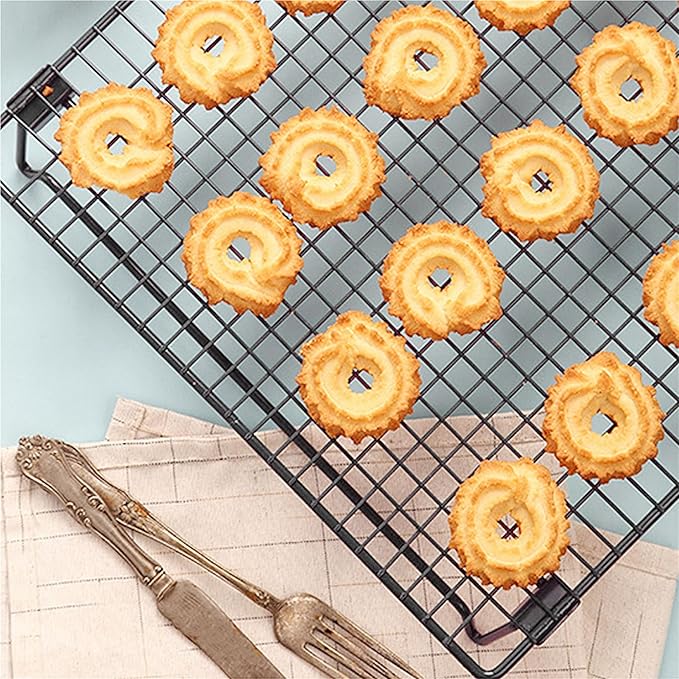 Baking Cooling Rack, Iron Baking Cooling Rack for Cooking and Baking, Suitable for Dessert Cafe Bakery (Black)