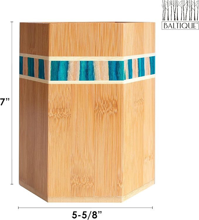 Totally Bamboo Baltique Mykonos Collection Kitchen Utensil Holder, Large Cooking Utensil Crock for Countertop