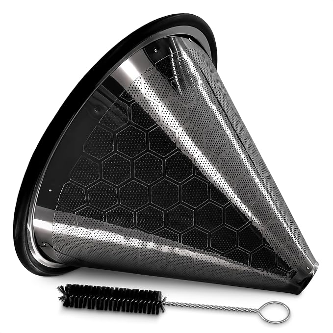 Pour Over Coffee Filter Reusable Stainless Steel - 800 Mesh Black Cone with Black Ring for Clean, Sediment-Free Brew, Compatible with Hario V60 & Chemex, Paperless Coffee Dripper with Cleaning Brush