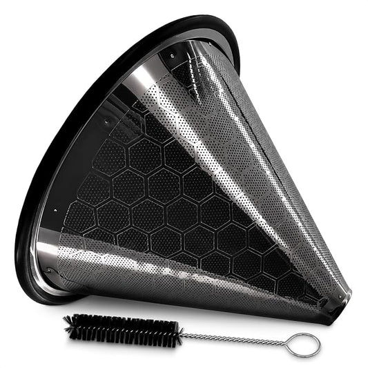 Pour Over Coffee Filter Reusable Stainless Steel - 800 Mesh Black Cone with Black Ring for Clean, Sediment-Free Brew, Compatible with Hario V60 & Chemex, Paperless Coffee Dripper with Cleaning Brush