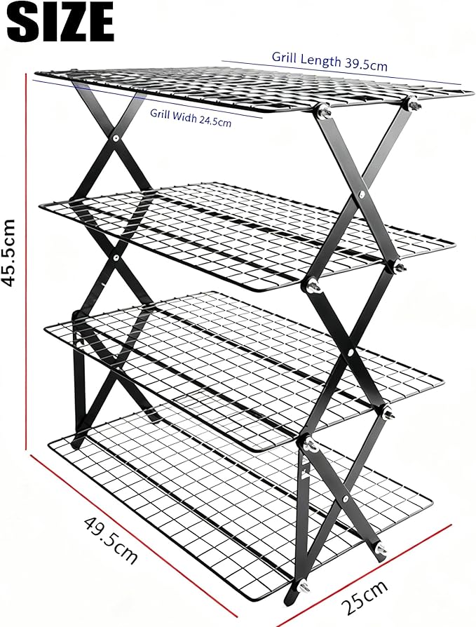 3/4-Tier Collapsible Cooling Rack – Expand to Bake, Collapse to Save Space, Adjustable Stack Multi-tier Cooling BAKEWARE, Cool Dozens of Cookies, Cakes, Pastries, 1s Folds Flat (3 Tiers)