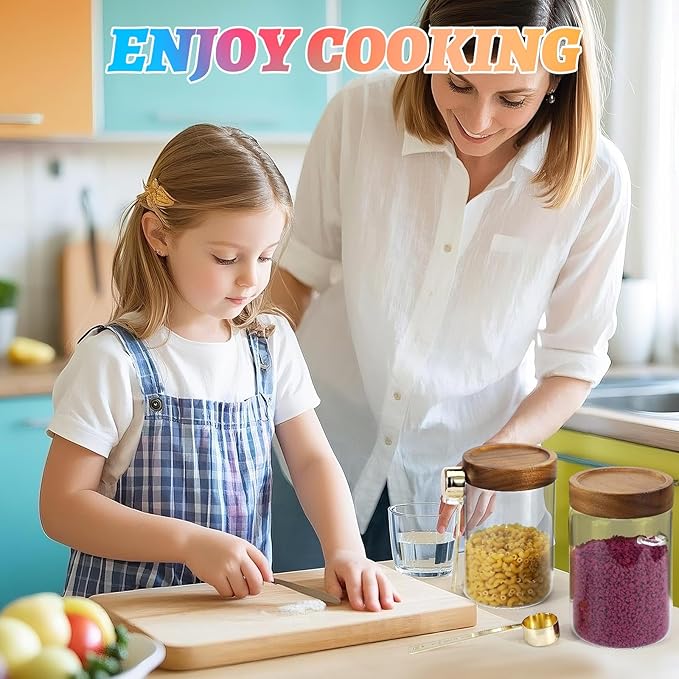Glass Food Storage Jar with Lids Spoon Glass Coffee Canister Borosilicate Glass Food Containers for Ground Coffee Beans Nut Pasta Sugar Candy Spice Rice Tea (900ml/30oz-2 pack-with spoon)