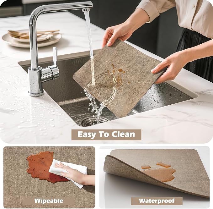 Aofmee Faux Leather Placemats Set of 6 - Waterproof - Wipeable - Washable - Heat Resistant - Anti Slip Stain Resistant Kitchen Dining Table Place Mats, Suitable for Indoor & Outdoor Use, Easy to Clean