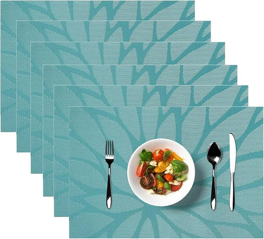 Placemats, Placemats for Dining Table Set of 6, Kitchen Table Mats Heat-Resistant Non-Slip Washable PVC Woven Vinyl Place Mats for Dining Room Table Decoration