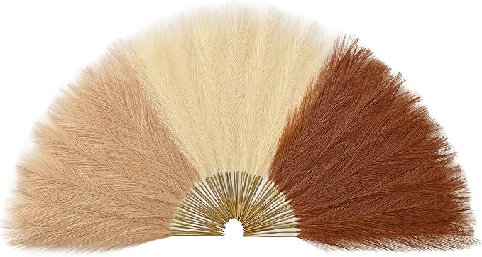Serwalin 60pcs Orange Pampas Grass Decor, 17.7Inch Fall Artificial Pampas Grass, Faux Pampas Flower Arrangement for Home Decor Wedding Party Centerpieces Decoration Vase Filler