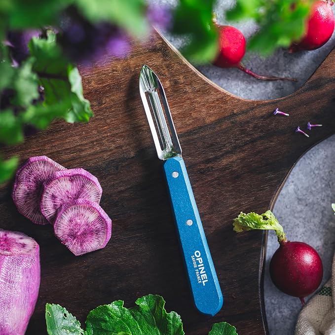 OPINEL Essential No.115 Peeler, Hornbeam Wood Handles, Made in France (Dark Blue)