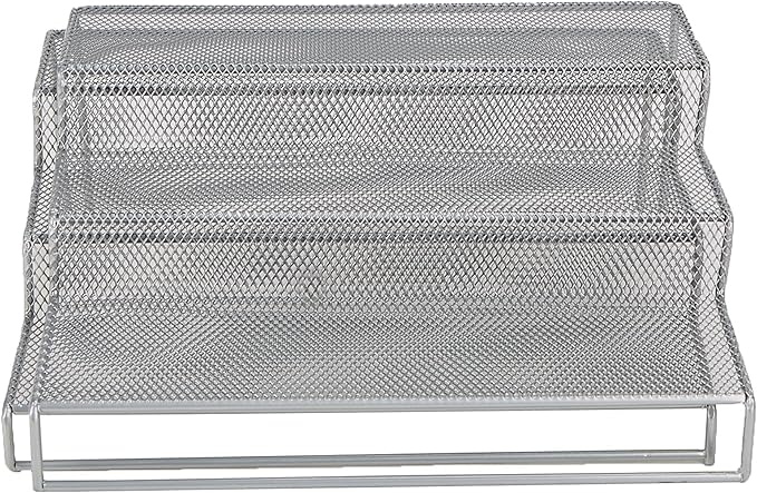 Mind Reader 3 Tier Metal Mesh Kitchen Storage Organizer, 2 Pcs, Silver